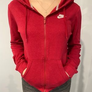 Red Nike zip-up hoodie